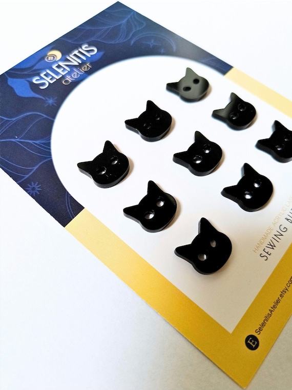 Black Cat Sewing Buttons Set of 9 for Halloween or for Feline Lovers Etsy UK