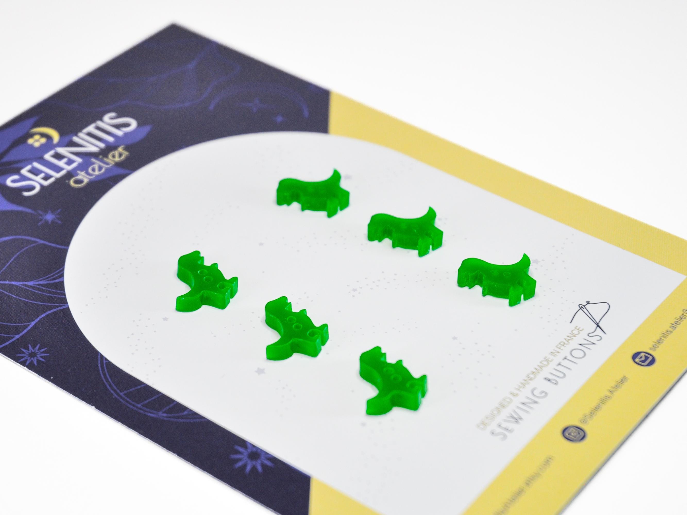 Green T-rex Dinosaur Sewing Buttons – Small or Large – to Return to ...