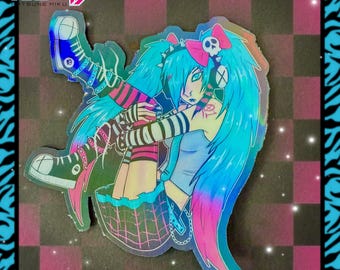 Scene Hatsune Miku 3 inch holografische stickers | Scenecore Emo Vocaloid jaren 2000 dagboek waterfles laptopsticker