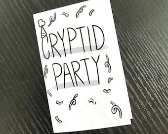 Cryptid Party | Mini 8 Page Zine | Sketch Art Zine Fanzine Perzine | Mothman Fresno Nightcrawler Squonk Nessie Loveland Frog | Urban Legend