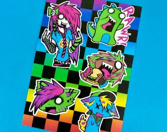 Scene Sticker Sheet | 2000s Emo Scenecore | Water Bottle Journal Laptop Stickers