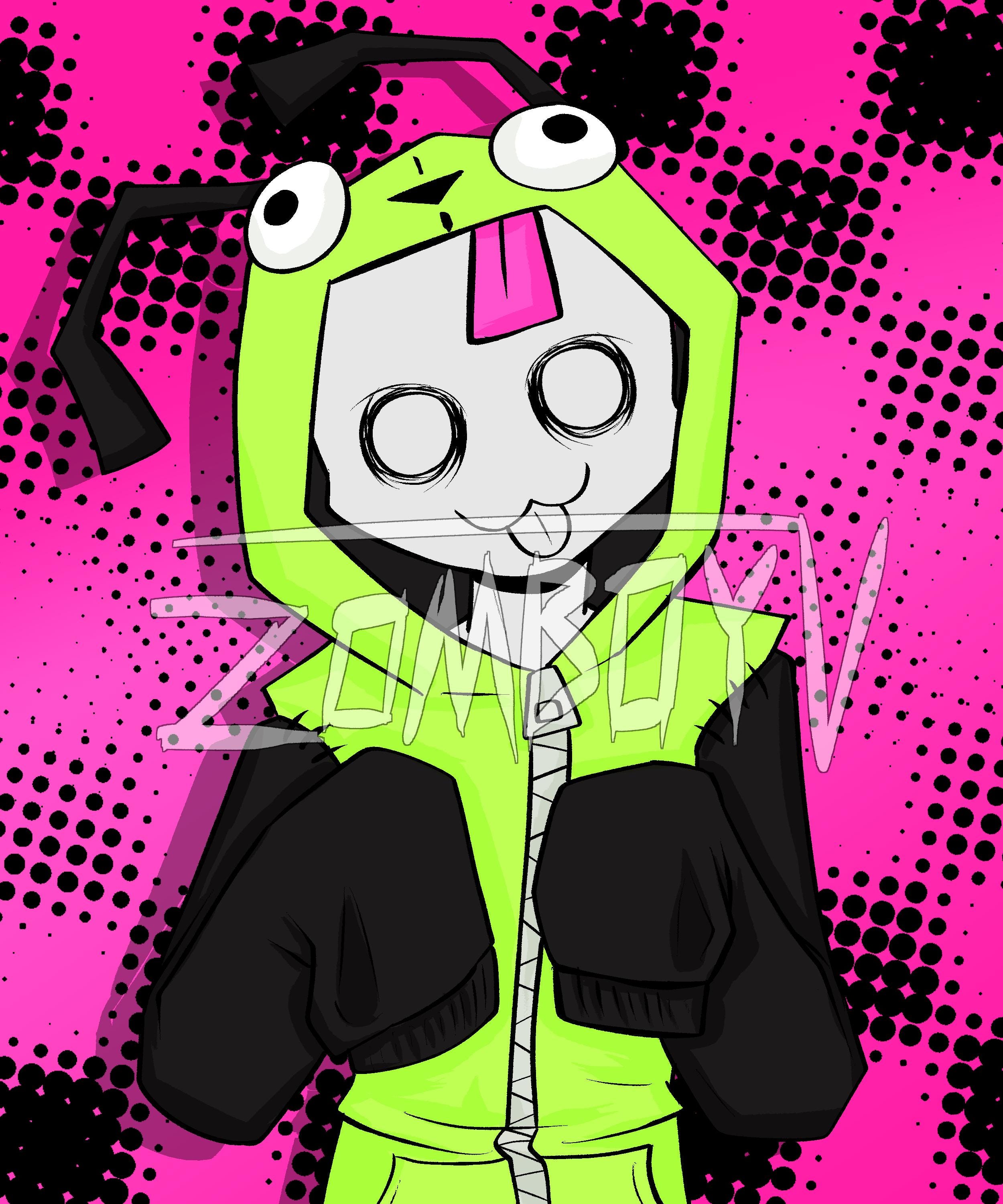 Gir Hoodie Scene YCH | Your Character Here for OCs | Scenecore 2000s Art | Invader Zim | Anthro and Human Humanoid