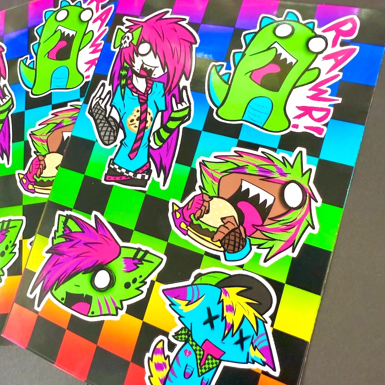 Scene Sticker Sheet | 2000s Emo Scenecore Art | Furry Stickers | Penpal ...