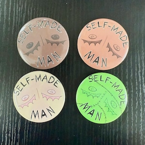 Self-Made Man Custom Transgender Pride 2.25in Button Pin | Top Surgery | Transmasc Pinback Buttons | Punk Pins | Original Art
