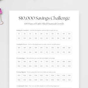 10K in 100 Days Faith-Based Savings Challenge Tracker | Christian Money Challenge | Instant Download PDF