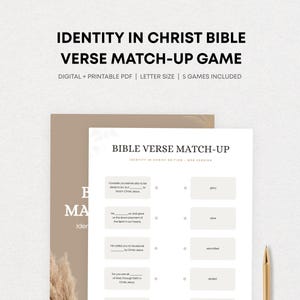 Juego de palabras con versículos bíblicos / Actividad cristiana sobre la identidad en Cristo / PDF imprimible y digital / Tamaño carta