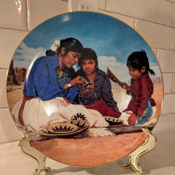 Collector's Plate, Great Native American Family Series, "Basket Making".  Mint Condition
