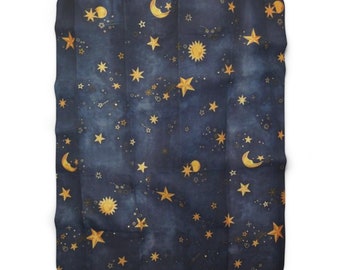 Moon and Star Sherpa Fleece Blanket