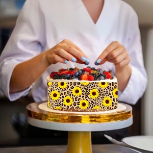 Envoltorio comestible con estampado animal, láminas de glaseado, estampados de animales comestibles para tartas de corazón, adornos para tartas, adornos para cupcakes, tiras comestibles con estampado animal para tartas