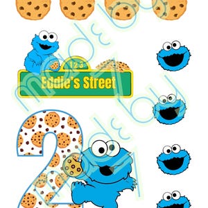 Eetbare taarttopper monster, eetbare afbeeldingen, taartdecoraties, taartafbeeldingen, eetbare verjaardagsafbeelding, koekjestopper