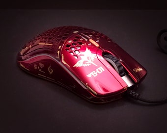 Gundam Sazabi themed Custom Designed & Painting Glorious Model O Lightweight RGB Mouse - Custom Paint Service with 2K Overcoating.