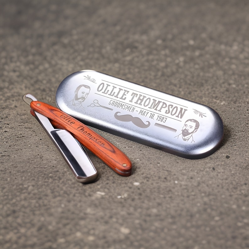 Personalized Shaving Blade With Wood Handle, Groomsmen Gift Set ...