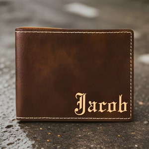 Leather Wallet, Personalized Christmas Gift Mens Wallet,Leather Wallet,Custom Wallet,Boyfriend Gift for Men,Father Day Gift for Him.Son Gift