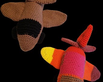 Handmade Crochet Airplane Plush: Soft Nursery Decor Toy
