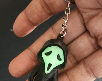 3D Ghost Face Keychain: Glow-in-the-Dark Horror Movie Bag Charm