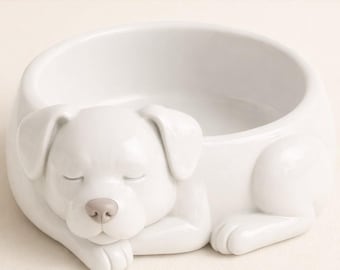 Sleeping Puppy Dog Bowl – Cute Pet Bowl | Personalized Dog Food Bowl | Adorable Puppy Feeding Dish | Puppy Gift | Pet Lover Gift
