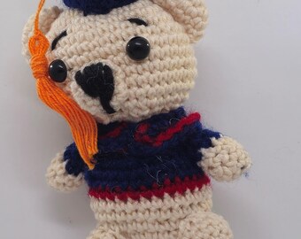 Crochet Graduation Teddy Bear Keychain: Handmade Amigurumi Gift