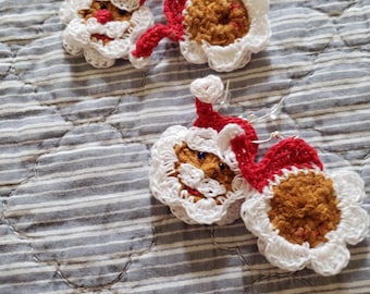 Handmade Crochet Santa Earrings – Christmas Festive Jewelry