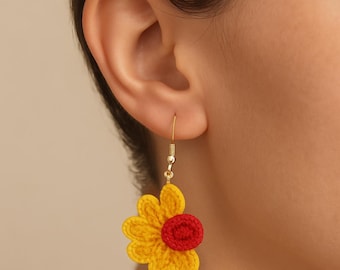 Earring Selection – Handcrafted Crochet Floral Earrings (Set of 4 Styles)
