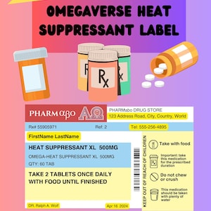 Custom Omegaverse HEAT SUPPRESSANT Label | A/B/O, ABO, Heat Suppressant, Omega, Alpha Printable Custom Canva Template