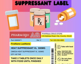 Custom Omegaverse HEAT SUPPRESSANT Label | A/B/O, ABO, Heat Suppressant, Omega, Alpha Printable Custom Canva Template
