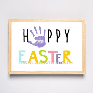 Frohe Ostern Handabdruck Art Craft - Ostereier - Kinder Baby Kleinkind - Geschenk Erinnerungskarte - Printable - Kita Vorschule Pre-K Aktivitäten