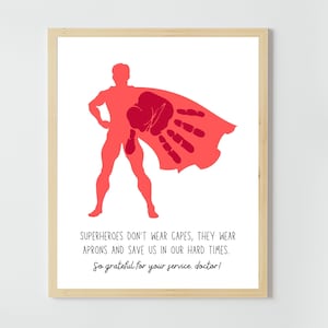 Dokterwaardering of bedankje - Handafdruk Art Craft - Kids Baby Peuter - DIY Gift Keepsake Card - Afdrukbaar - Kinderartsdag