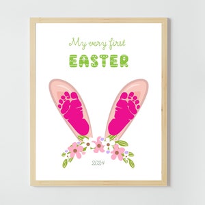 Mein allererstes Ostern - Ostern Fußabdruck Art Craft - Baby Kleinkind Kinder - DIY Karte Geschenk Andenken - Printable - Tagespflege Vorschulaktivitäten