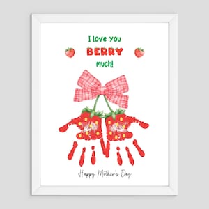 Ik hou veel van je Berry - Handafdruk Art Craft - Moederdag - Kids Baby Peuter - Gift Keepsake Card - Kinderdagverblijf Voorschoolse activiteit - moeder, mimi