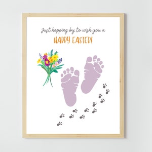 HAPPY EASTER - Ostern Handabdruck Art Craft - Kinder Baby Kleinkind - DIY Geschenk Erinnerungskarte - zum Ausdrucken - Klassenzimmer Kindertagesstätte Vorschulaktivitäten