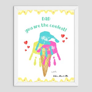 PAPÀ sei il più figo - Festa del papà - Impronta di gelato artigianale - Artigianato per bambini - Biglietto ricordo regalo - Attività prescolare dell'asilo nido