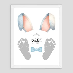 Mein ERSTER Osterhase, Fußabdruck - Ostern Fußabdruck Art Craft - Baby Kleinkind Kinder - Karte Geschenk Andenken - Handabdruck - Kindertagesstätten Vorschulaktivitäten
