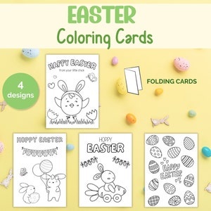 Cartes à colorier de Pâques pour les enfants - Cartes de Pâques imprimables - Activité de Pâques en classe pour les enfants - Cadeaux DIY - Téléchargement instantané - Coloriez le vôtre
