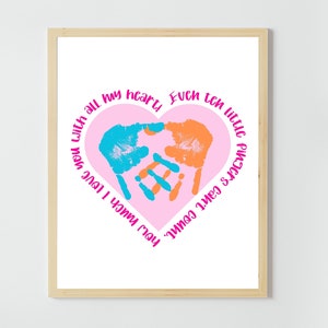 LOVE Handprint Art Craft - dieci mignoli - Bambini Neonati - Biglietto di San Valentino - Stampa stampabile - Asilo nido prescolare