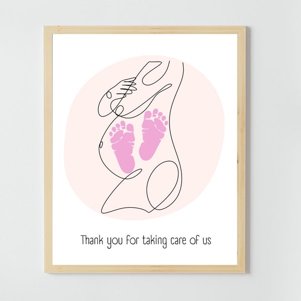 Cadeau de remerciement sage-femme, doula ou obstétricien - artisanat d'art d'empreinte de main - enfants bébé tout-petit - carte-cadeau de remerciement bricolage - imprimable - sage-femme le jour de la semaine