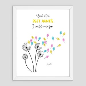 La mejor artesanía artística con huellas de manos de TÍA - Flor de deseo - Niños bebés pequeños - Tarjeta de recuerdo de regalo de bricolaje - Cumpleaños - Actividades preescolares de guardería