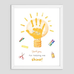 Danke, dass Sie mir geholfen haben zu glänzen - Handabdruck Art Craft - Glühbirne - Kinder Kleinkind - Geschenkandenken - Lehreranerkennung - Vorschule