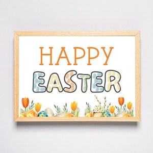 Frohe Ostern Fingerabdruck Art Craft - Blumen Handabdruck - Kinder Baby Kleinkind - Geschenk Erinnerungskarte - Printable - Kita Vorschule Aktivitäten
