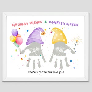 Verjaardagswensen - Confetti Kisses - Kabouters Handafdruk Art Craft - moeder vader oma - Kids Baby Peuter - Gift Keepsake Card - Kinderdagverblijf Preschool