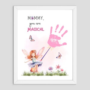 Mamãe/múmia Handprint Art Craft - Fada Mágica - Crianças Bebê Criança - Cartão de lembrança de presente DIY - Dia das Mães - Atividades pré-escolares de creche