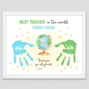 Melhor PROFESSOR sem dúvida - Artesanato de impressão de mão - Crianças pequenas - Cartão de lembrança de presente - Aniversário - Creche Pré-escola - Agradecimento ao professor