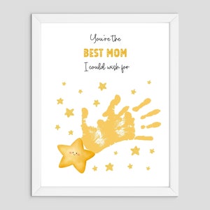 Beste MOM Handabdruck Kunst Handwerk - Sternschnuppe Wunsch - Kinder Baby Kleinkind - DIY Geschenk Erinnerungskarte - Muttertag - Kindertagesstätten Vorschulaktivitäten