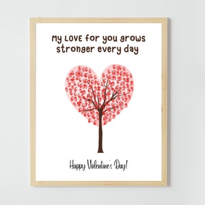 Mon amour pour vous se renforce - Saint-Valentin - artisanat d'art d'empreintes digitales - empreinte de main pour tout-petits - carte cadeau souvenir - garderie préscolaire