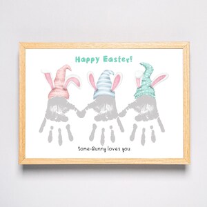 Un lapin vous aime - Joyeuses Pâques artisanat d'art avec empreinte de main - Enfants bébé tout-petit - Carte cadeau souvenir DIY - Imprimable-Activité préscolaire à la garderie