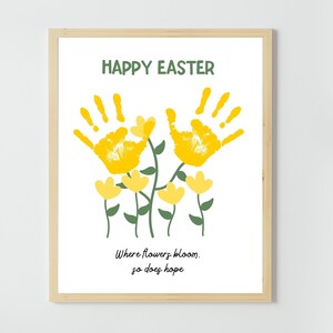 Blumenstrauß Handabdruck Kunst - Frohe Ostern Handabdruck Handwerk - Kinder Baby Kleinkind - Geschenk Andenken Karte-Printable -Kindertagesstätten Vorschulaktivitäten