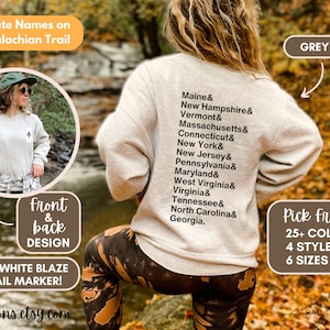 Appalachian Trail Crewneck Sweatshirt, Thru-Hiker Gift, Trail Gift, Mountains Travel Sweater, AT gift, Backpacking Gift, Camping Hiking Gift