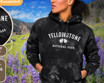 Yellowstone National Park Hoodie, Tie-Dye Sweatshirt, Embroidered Sweatshirt Womens, Mens National Parks, Cozy, Oversized Nature Sweatshirt