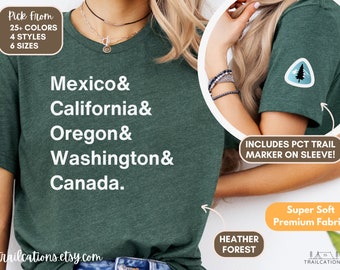 Pacific Crest Trail Shirt, Unique Gift for Hikers, Thru-Hiker State Name Gift, PCT Gift, Hiking Shirt, Camping Shirt, Backpacking Gift
