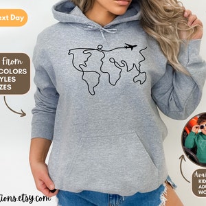 Weltkarte Sweatshirt, Abenteuer Pullover, Reise Geschenk, Fernweh Shirt, Camping Pullover, Wandern Sweatshirt, Road Trip Shirt, Unisex Hoodie