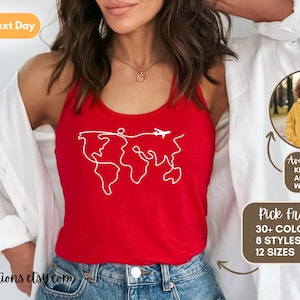 World Map Shirt, Adventure Tee, Travel Gift, Wanderlust Shirt, Camping Shirt, Hiking Tank Top, Unisex Shirt, Road Trip, Vacation Shirt